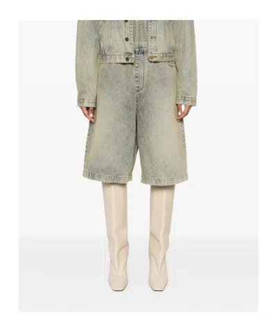 Entire Studios Elasticated-waist Button Bermuda Shorts In Gray