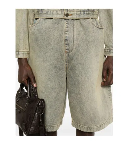 Entire Studios Elasticated-waist Button Bermuda Shorts In Gray