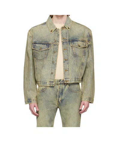 Entire Studios Distressed Denim Jacket In Brown