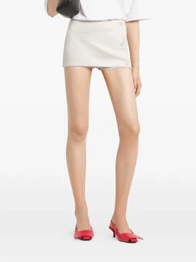 Courrèges Button Mini Shorts In Neutral