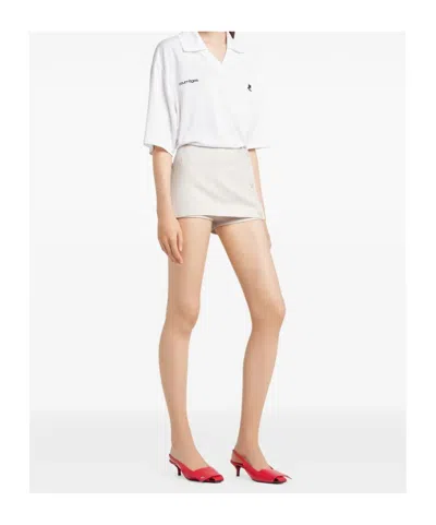 Courrèges Button Mini Shorts In Neutral