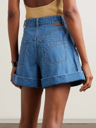 Zimmermann Pleated Denim Shorts With Cuff In Multi
