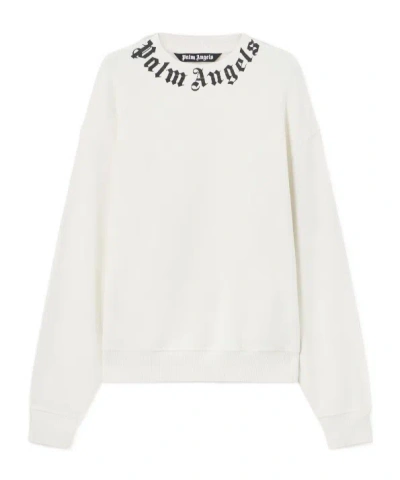 Palm Angels Relaxed-fit Cotton Sweatshirt With Signature Print In White