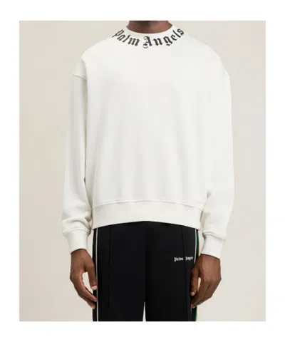 Palm Angels Relaxed-fit Cotton Sweatshirt With Signature Print In White
