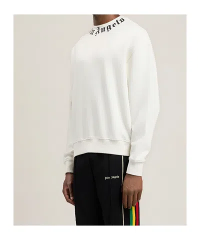 Palm Angels Relaxed-fit Cotton Sweatshirt With Signature Print In White