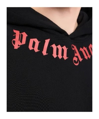 Palm Angels Men's Logo Neck Cotton Hoodie In Black