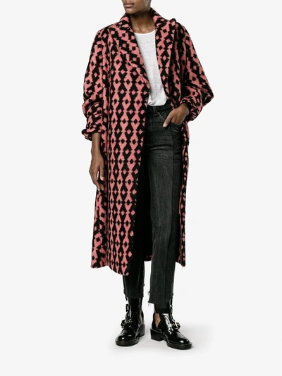 Shop Emilia Wickstead 'troy' Oversized Coat In Pink/purple