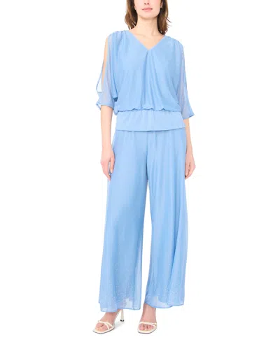 Msk Women's Pull-on Palazzo Pants In Blue