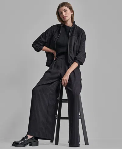 Dkny Pinstripe Zip Jacket In Black