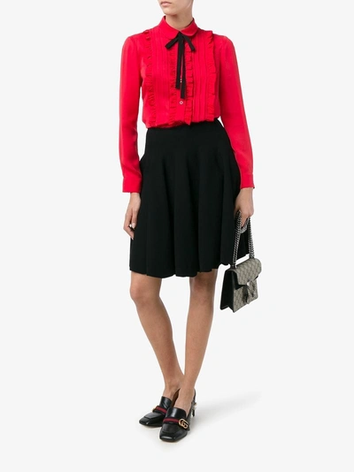Shop Gucci Ruffle Front Shirt In Red
