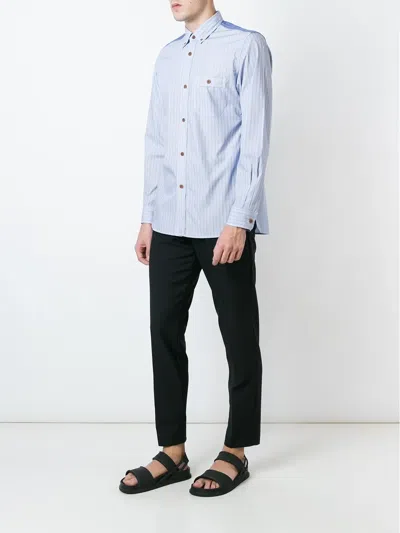 Junya Watanabe Striped Panel Shirt In Blue
