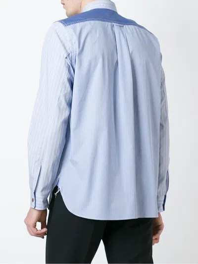 Junya Watanabe Striped Panel Shirt In Blue
