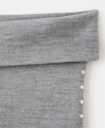 Mango Studded Knit Trousers In Gray