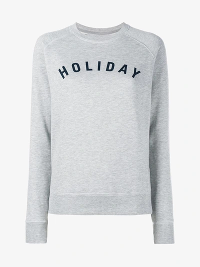 Shop Holiday Logo Cotton Sweatshirt In Grey