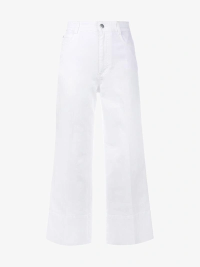 Shop Stella Mccartney High Waist Denim Culottes In White