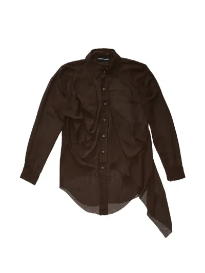 Edward Cuming Womens Saggy Draped Pkt Shirt Brown