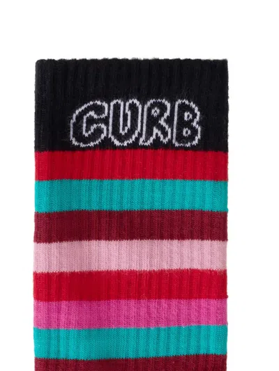 Lanvin Striped Curb-lettering Socks In Multi