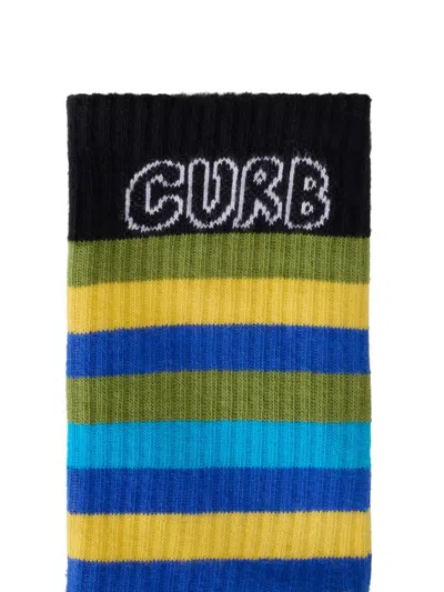 Lanvin Striped Curb-lettering Socks In Multi