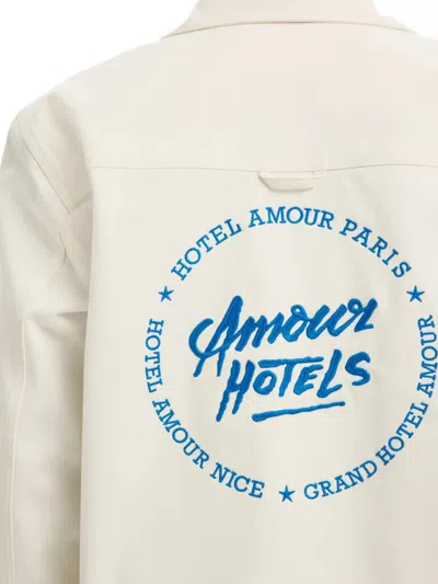 Selected Buttoned Graphic-print Overshirt In White