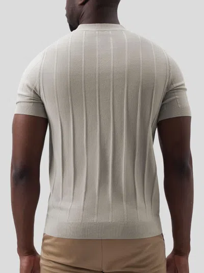 Fioboc Gentleknit Breathable Striped Short Sleeve Knitted T-shirt In Gray