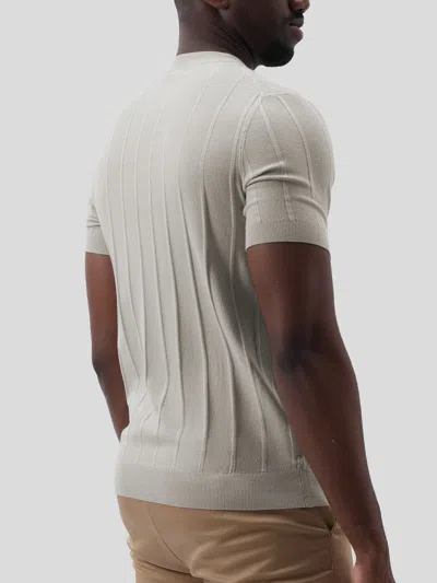 Fioboc Gentleknit Breathable Striped Short Sleeve Knitted T-shirt In Gray