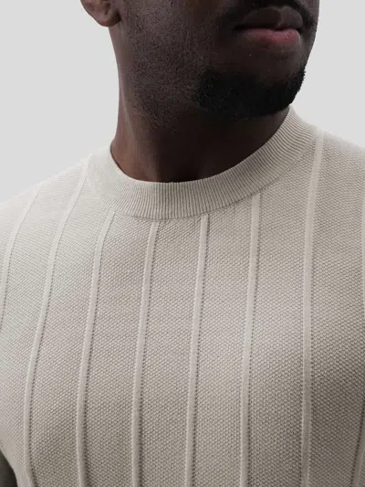 Fioboc Gentleknit Breathable Striped Short Sleeve Knitted T-shirt In Gray