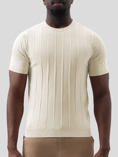 Fioboc Gentleknit Breathable Striped Short Sleeve Knitted T-shirt In White