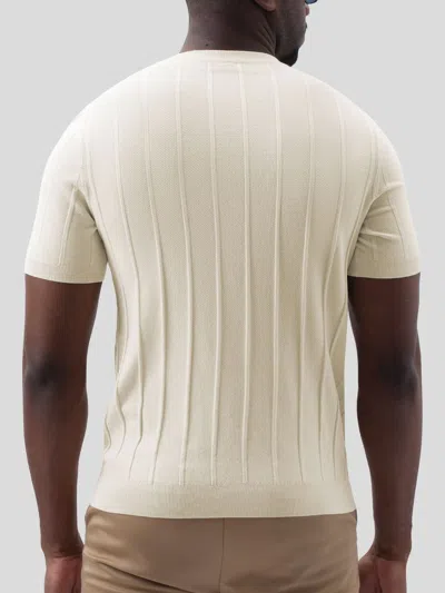 Fioboc Gentleknit Breathable Striped Short Sleeve Knitted T-shirt In White