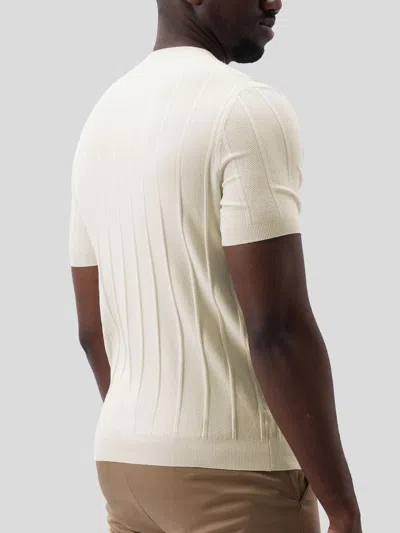 Fioboc Gentleknit Breathable Striped Short Sleeve Knitted T-shirt In White