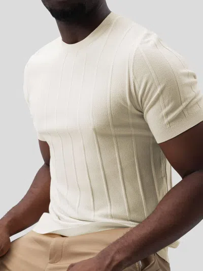 Fioboc Gentleknit Breathable Striped Short Sleeve Knitted T-shirt In White