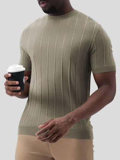 Fioboc Gentleknit Breathable Striped Short Sleeve Knitted T-shirt In Multi