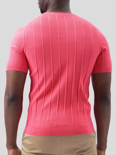 Fioboc Gentleknit Breathable Striped Short Sleeve Knitted T-shirt In Red