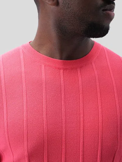 Fioboc Gentleknit Breathable Striped Short Sleeve Knitted T-shirt In Red