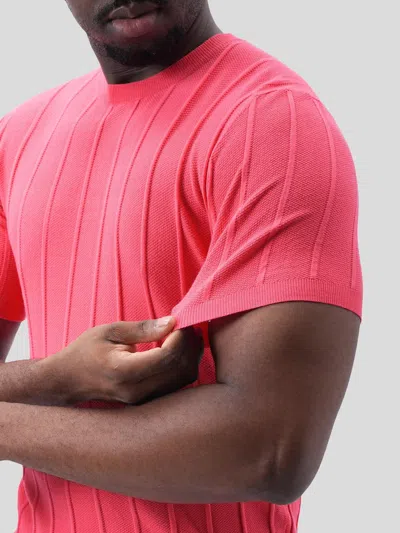 Fioboc Gentleknit Breathable Striped Short Sleeve Knitted T-shirt In Red