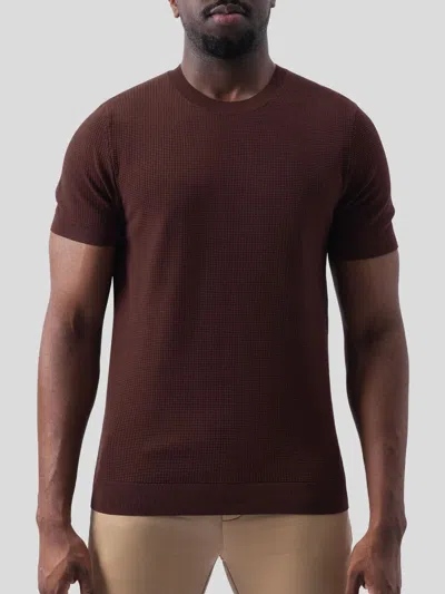 Fioboc Gentleknit Honeycomb Short Sleeve Knitted T-shirt In Brown