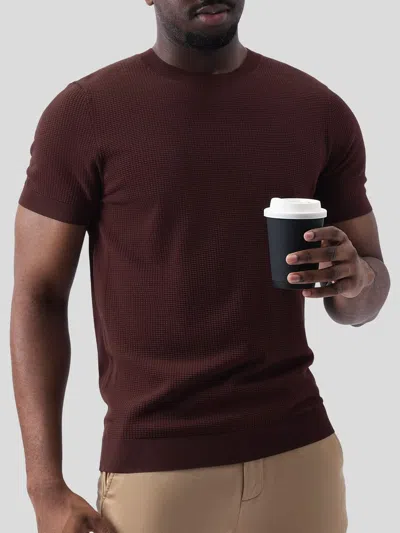 Fioboc Gentleknit Honeycomb Short Sleeve Knitted T-shirt In Brown