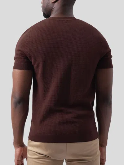 Fioboc Gentleknit Honeycomb Short Sleeve Knitted T-shirt In Brown