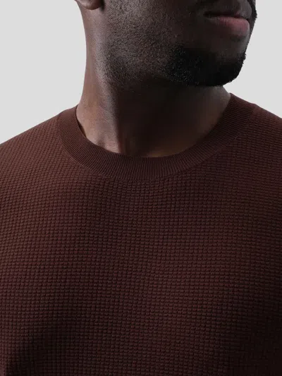 Fioboc Gentleknit Honeycomb Short Sleeve Knitted T-shirt In Brown