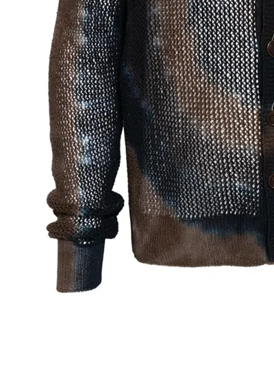 Khoki Mesh Button Cardigan In Black