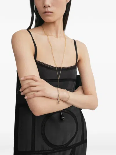 Totême Toteme Monogram Midi Dress In Silk With Embroidered Trim In Black