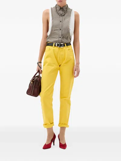 Versace Buttoned Jeans In Yellow