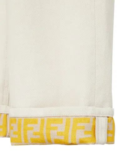 Fendi Ff Reverse Denim Jeans Belt Loops In Neutral