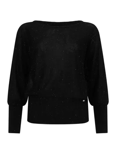Herno Metallic Knitted Top In Black