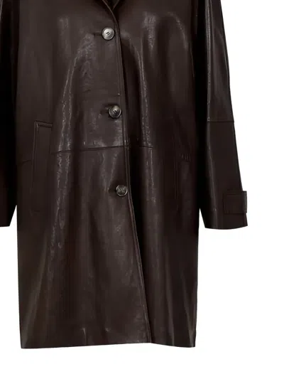 Weekend Max Mara Camino Buttoned Coat In Brown