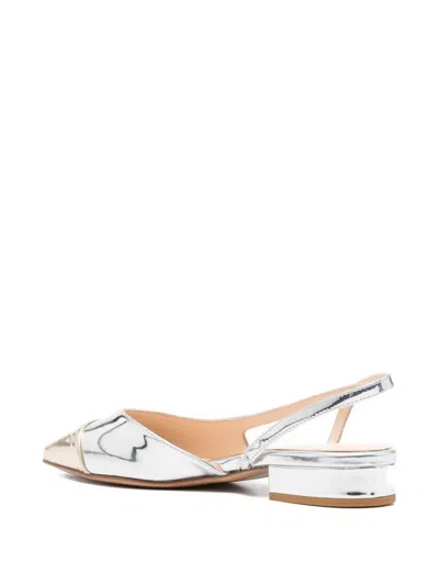 Anna F Pointed-toe Slingback Flat Pumps In Silver