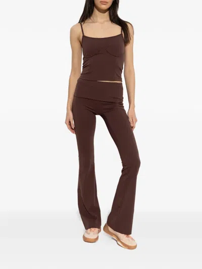 Rethinkit Studios Flared Leggings In Brown