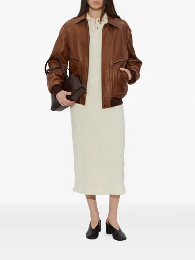 Samsoe & Samsoe Button Ribbed Dress In Neutral