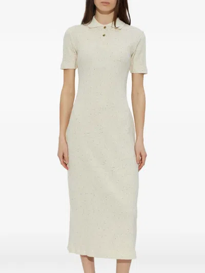 Samsoe & Samsoe Button Ribbed Dress In Neutral