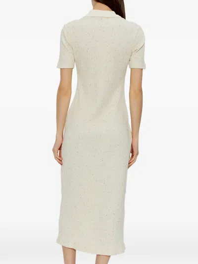 Samsoe & Samsoe Button Ribbed Dress In Neutral