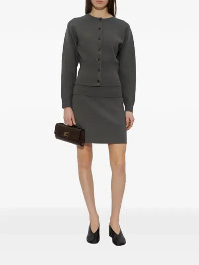 Samsoe & Samsoe Ribbed Buttoned Cardigan In Gray